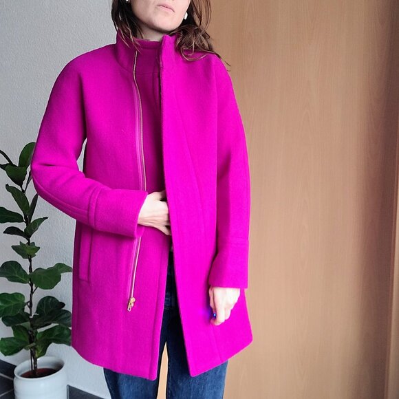 J. Crew Factory Wool Blend Plum Purple City Coat Size 00 Petite Style No. AB946 - Picture 13 of 16